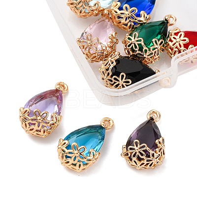 9Pcs 9 Colors Transparent Glass Pendants GLAA-FP0001-18-1