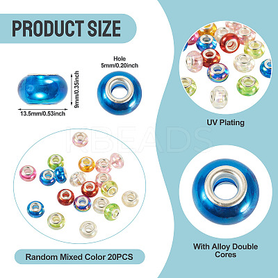20Pcs UV Plating Resin European Beads RESI-TA0004-30-1