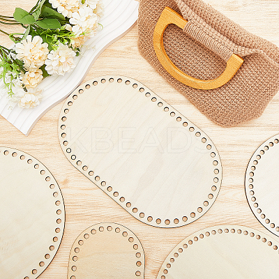 Flat Round & Oval Wood Knitting Crochet Bottoms DIY-FG0005-02-1
