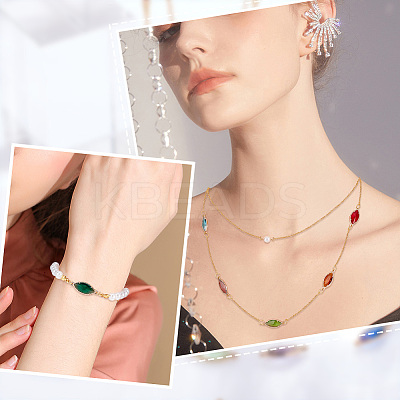 24Pcs 12 Colors Glass Connector Charms GLAA-GA0001-28-1