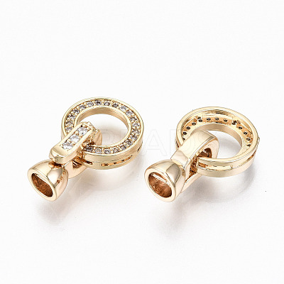 Brass Micro Pave Clear Cubic Zirconia Fold Over Clasps RJEW-T063-24G-NF-1