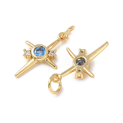 Brass Micro Pave Cubic Zirconia Pendants KK-C143-43C-G-1