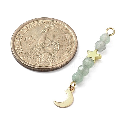 3Pcs 3 Styles Natural Green Aventurine Faceted Round Beaded Pendants PALLOY-JF03604-02-1
