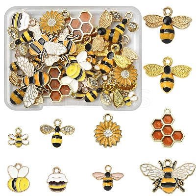 30Pcs 10 Styles Alloy Enamel Pendants ENAM-YW0005-91-1