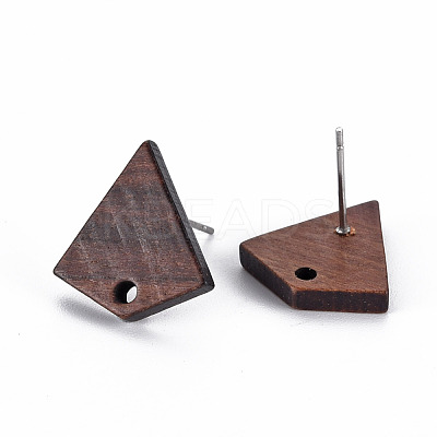 Walnut Wood Stud Earring Findings WOOD-S054-49-1
