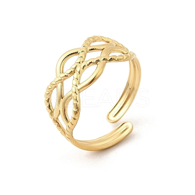 304 Stainless Steel Adjustable Open Cuff Rings for Women RJEW-U062-01E-G-1
