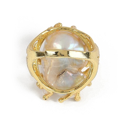 Nuggets Natural Pearl Finger Rings RJEW-P128-07G-1