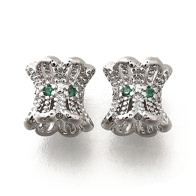 Brass Micro Pave Green Cubic Zirconia Beads KK-M318-24P-02-1