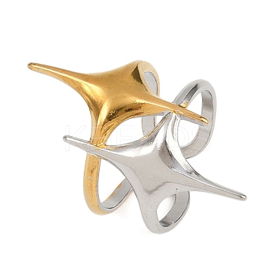 Adjustable 304 Stainless Steel Cuff Rings for Women RJEW-B135-01GP-03-1
