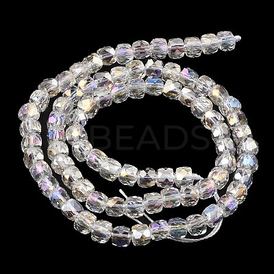 Electroplate Transparent Glass Beads Strands GLAA-C029-03A-1