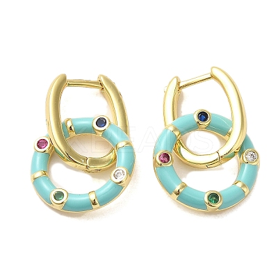 Real 18K Gold Plated Brass Ring Dangle Hoop Earrings EJEW-L268-019G-04-1