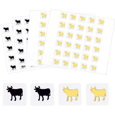80 Sheets 2 Color Cartoon Animal Meal Stickers DIY-OC0008-67A-1