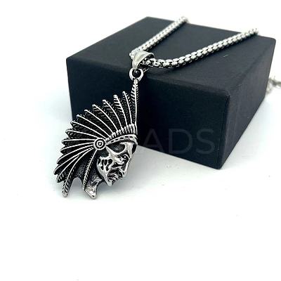 Vintage Native American 304 Stainless Steel Pendant Men’s Necklaces AR3449-1