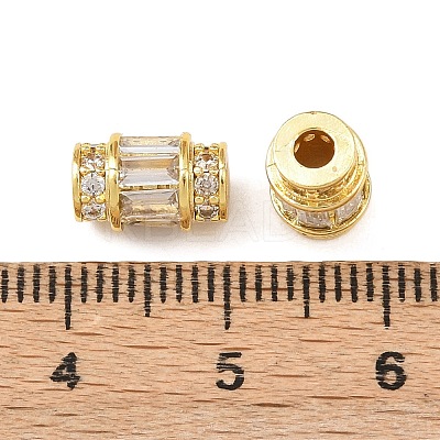 Brass Micro Pave Clear Cubic Zirconia Beads KK-C142-10G-1