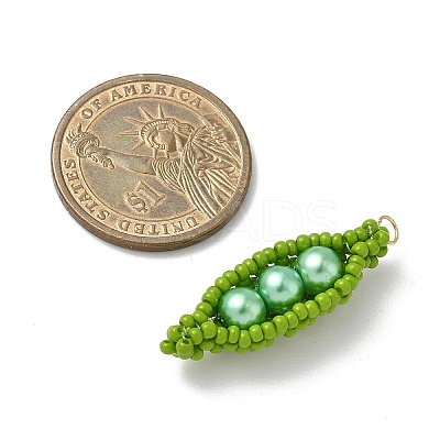 Glass Seed Beaded Pea Pendants PALLOY-MZ00922-01-1