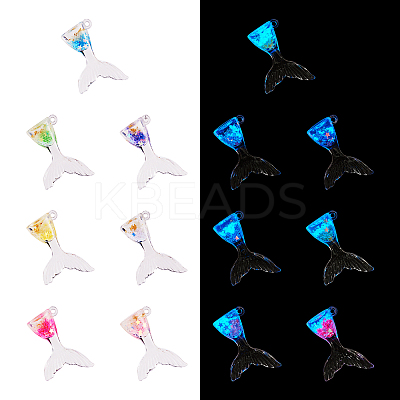 28Pcs 7 Colors Luminous Transparent Resin Pendants RESI-TA0002-08-1