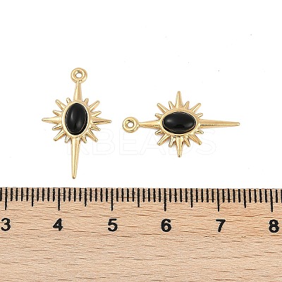Natural Black Onyx(Dyed & Heated) Sun Pendants STAS-I325-140B-G-1
