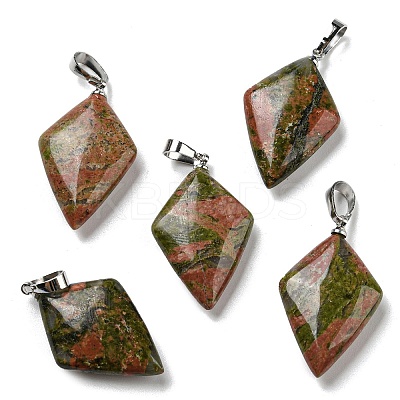 Natural Unakite Pendants G-C066-03A-1