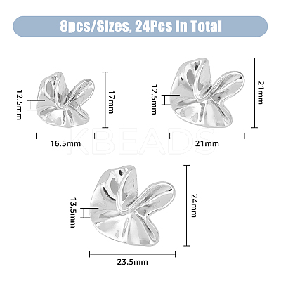 24Pcs 3 Style Irregular Flower Shape 1-Hole Zinc Alloy Shank Buttons BUTT-HY0001-01P-1