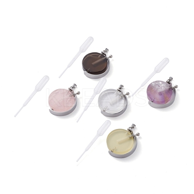 Rotatable Natural Quartz Perfume Bottle Pendants G-M362-01P-1