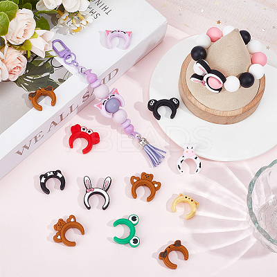 20Pcs 10 Styles Cartoon Animal Silicone Beads SIL-SC0002-93-1