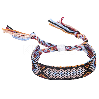 Polyester-cotton Braided Rhombus Pattern Cord Bracelet FIND-PW0013-001A-24-1