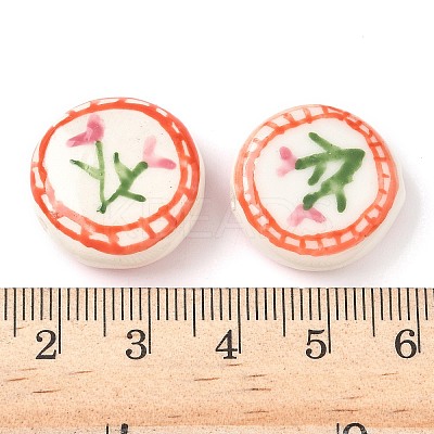 Flower Theme Handmade Porcelain Beads LAMP-D303-06C-01-1