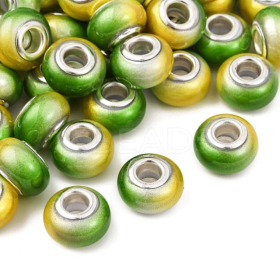 Two Tone Opaque Resin Rondelle European Beads RESI-Z046-02G-1
