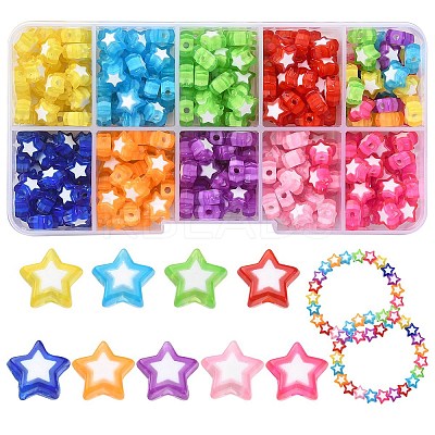 300Pcs 10 Colors Star Acrylic Beads TACR-YW0001-93-1