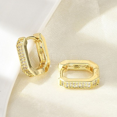 Oval Brass Micro Pave Clear Cubic Zirconia Hoop Earrings EJEW-D311-047G-1