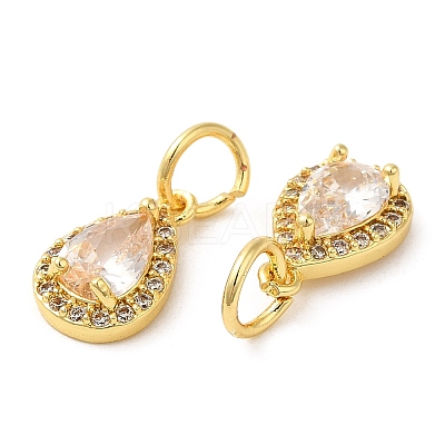 Rack Plating Brass Micro Pave Clear Cubic Zirconia Charms X-KK-Z026-10G-1