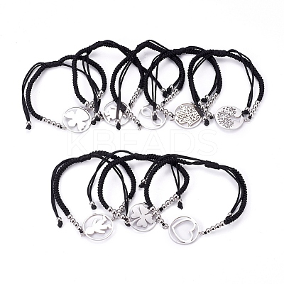 Adjustable Nylon Cord Braided Bead Bracelets BJEW-L640-05P-1
