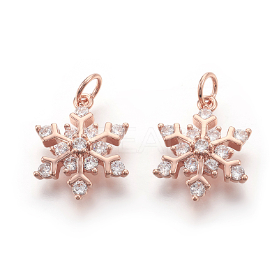 Brass Micro Pave Cubic Zirconia Pendants KK-F774-10RG-NR-1