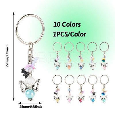 10Pcs 10 Colors Angel Acrylic Keychains KEYC-TA0001-26-1