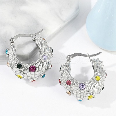 304 Stainless Steel Moon Hoop Earrings EJEW-A119-06P-1