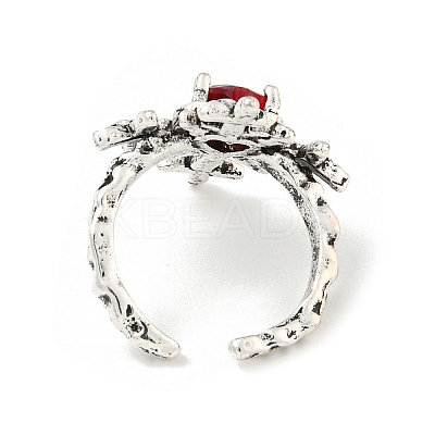 Zinc Alloy Rhinestone Solitaire Ring RJEW-Z048-03AS-02-1