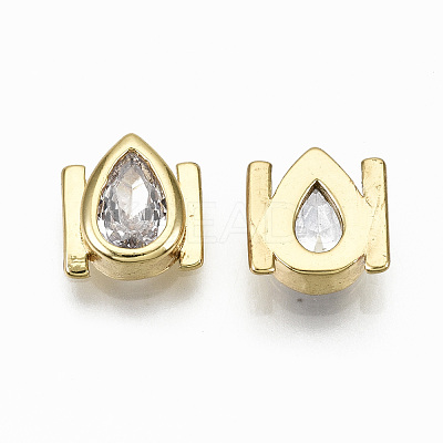 Brass Micro Pave Clear Cubic Zirconia Cabochons KK-S061-51G-NR-1