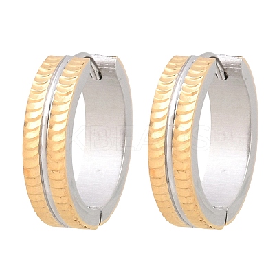 304 Stainless Steel Two Tone Hoop Earrings EJEW-L307-02GP-1