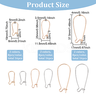 48Pcs 6 Style Brass Hoop Earring Findings KK-BC0009-26-1