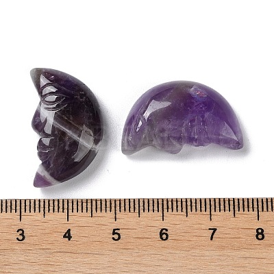 Natural Amethyst Carved Healing Moon with Human Face Figurines G-B062-06B-1