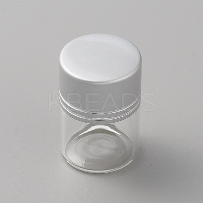 Column Glass Empty Pill Bottle with Aluminum Screw Top Lids CON-WH0092-44A-1