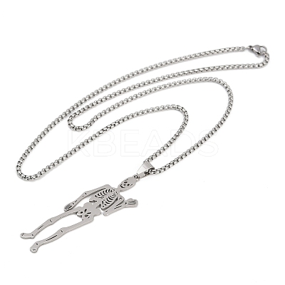 201 Stainless Steel Skeleton Pendant Necklaces LS-NJEW-K283-08P-1
