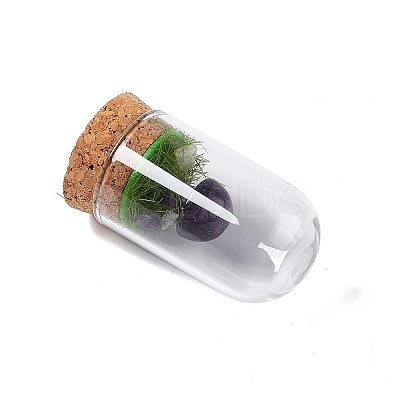 Natural Amethyst Mushroom Display Decoration with Glass Dome Cloche Cover G-E588-03H-1