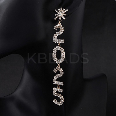 Brass Rhinestone Stud Earrings LS-EJEW-Q012-02G-1