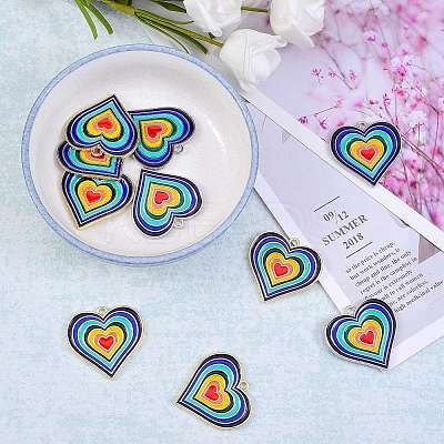 10Pcs 2 Colors Alloy Enamel Pendants ENAM-SZ0001-58-1