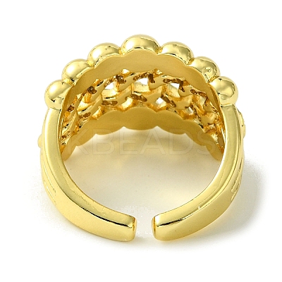 Brass Micro Pave Cubic Zirconia Open Cuff Rings RJEW-K256-30G-1