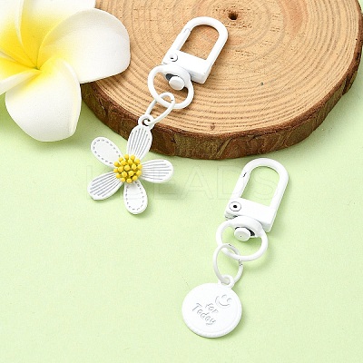 Spray Painted Alloy Pendant Decorations HJEW-YW00024-01-1