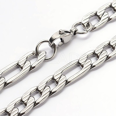 Tarnish Resistant 304 Stainless Steel Figaro Chains Necklaces LS-NJEW-I060-09A-1