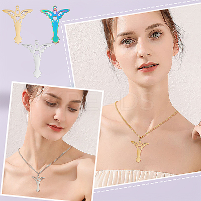 24Pcs 3 Colors 304 Stainless Steel Pendant STAS-DC0012-32-1