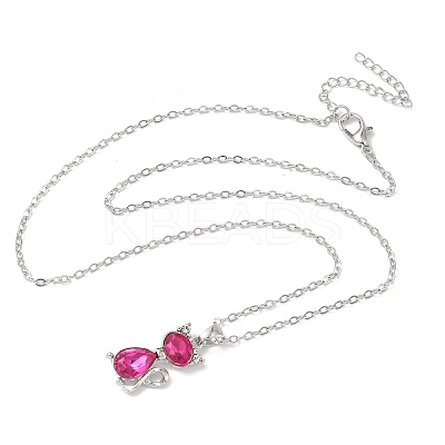 Cat Shape Alloy Rhinestone Pendant Necklaces FS-WG5CA0C-01-1